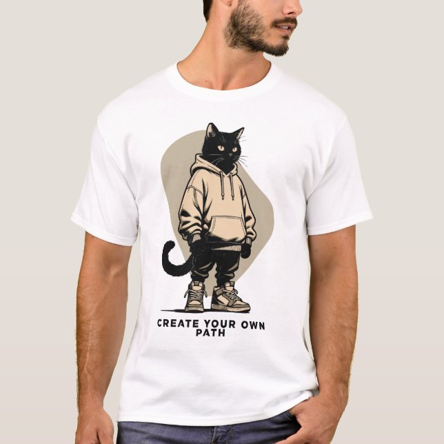 T-shirt Create Your Own Path – Motivational Streetwear Cat (Devant)