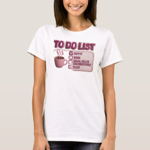 T-shirt Création artistique « COFFEE WORK TRUE CRIME » ros