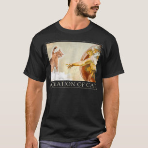 T-shirt Création d'Adam Dieu Chat Drôle Mème Michel-Ange