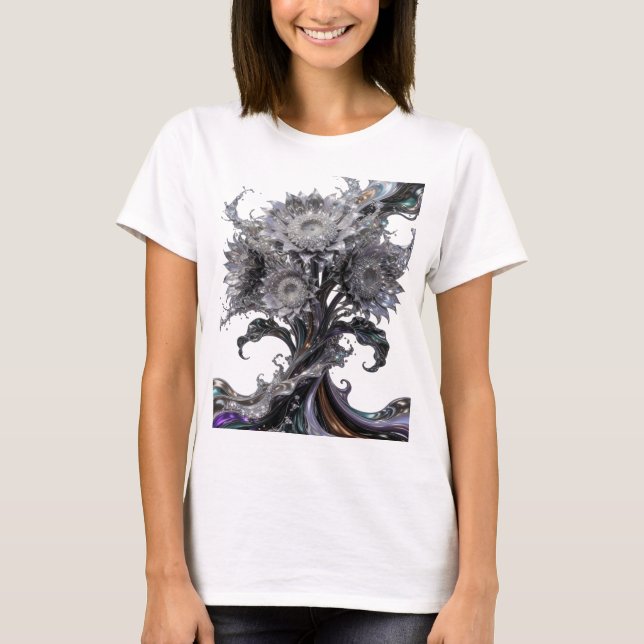 T-shirt Création d'art abstrait argenté v2 (Devant)
