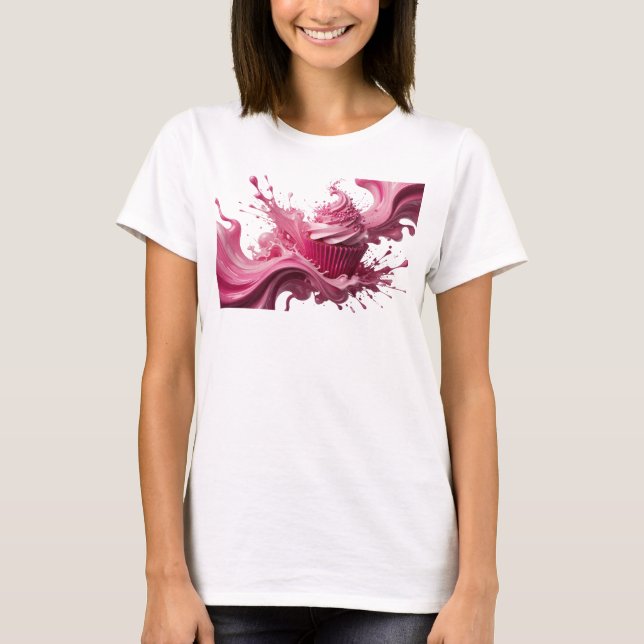 T-shirt Création d'art abstrait rose vif (Devant)