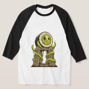 T-shirt Création d'attaque urbaine de monstre de sushi drô