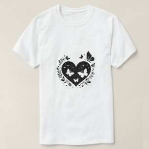 T-shirt Création de cadeau de cœur élégant et noir