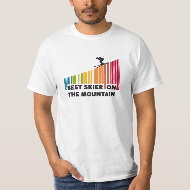 T-shirt Création de code-barres cool Meilleur skieur sur l (Devant)