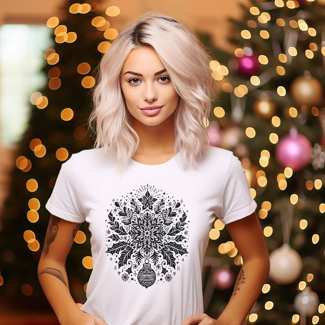 T-shirt Création de Noël noir et blanc (Créateur téléchargé)