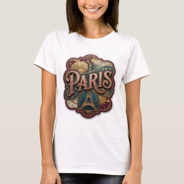 T-shirt Création de texte 3D rose stylé PARIS (Devant)