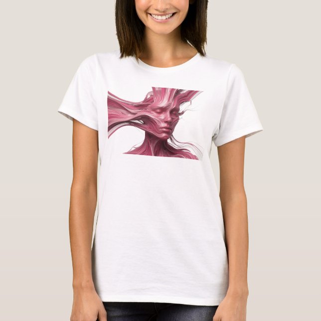 T-shirt Création de visage abstrait rose audacieux (Devant)