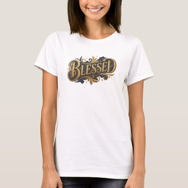 T-shirt Création d'illustrations 2D BLESSED fantaisiste (Devant)