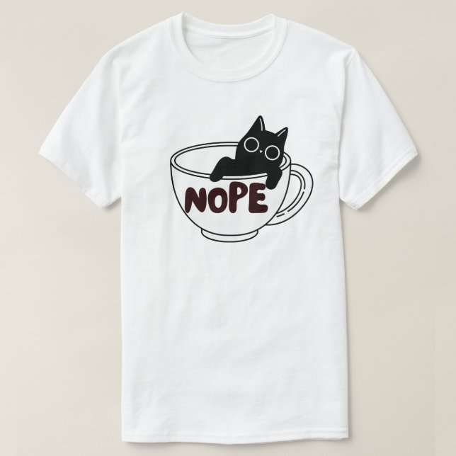 T-shirt Création drôle de chat et de café (Design devant)