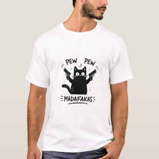 T-shirt Création drôle de chat noir Pew Pew