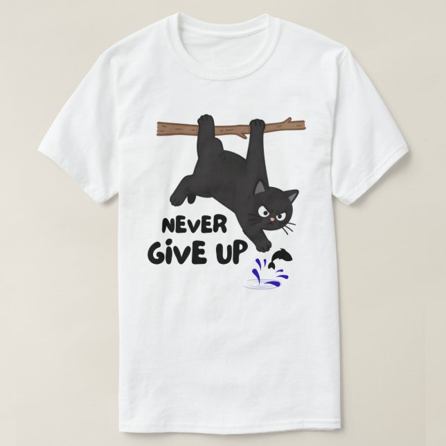 T-shirt Création drôle de chat pendu (Design devant)
