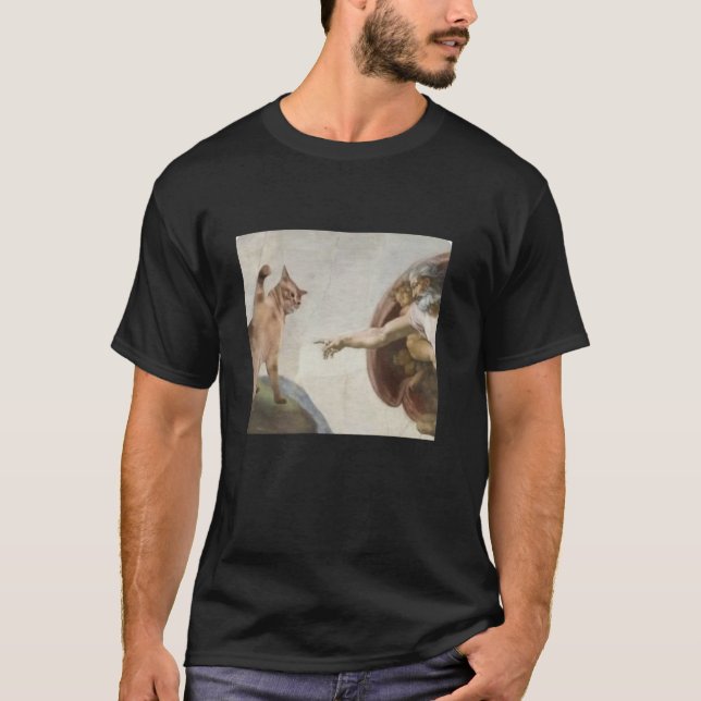 T-shirt Création drôle de Dieu de chat d'Adam mème michela (Devant)