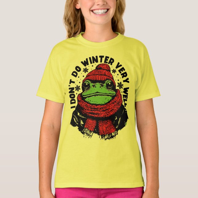 T-shirt Création drôle de grenouille d'hiver (Devant)