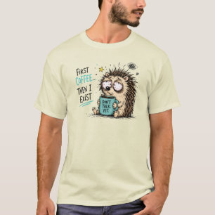 T-shirt Création drôle de hérisson amateur de café