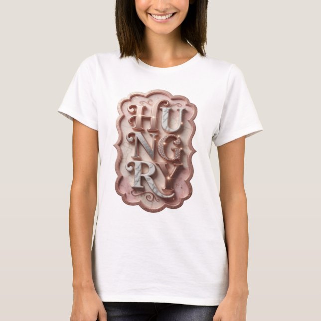T-shirt Création graphique argentée iconique HUNGRY (Devant)