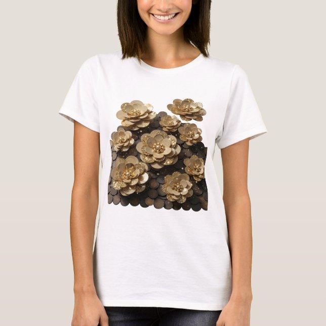 T-shirt Création originale FLEURS D'OR en argent witty (Devant)