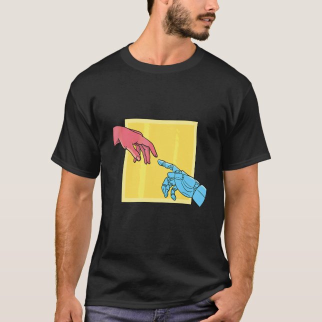T-shirt Création peinture parodie doigts robotiques (Devant)