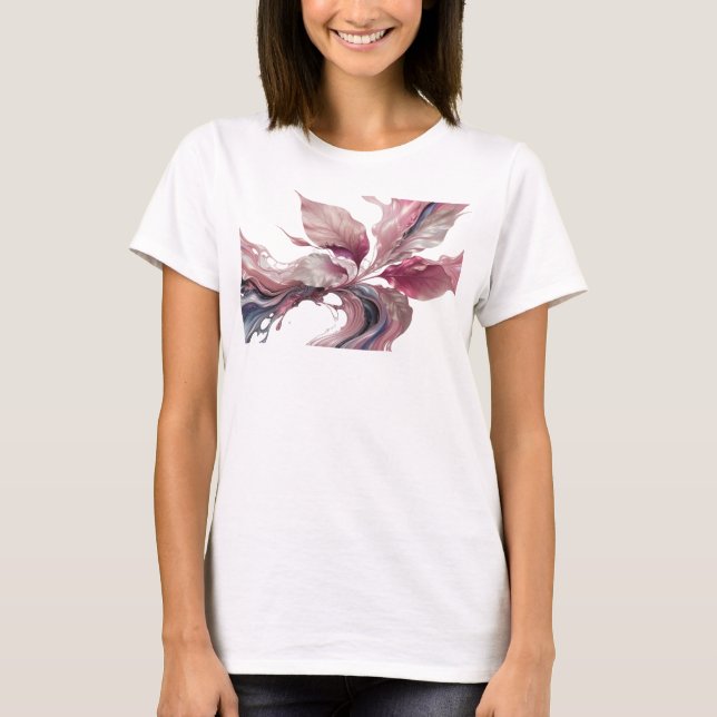 T-shirt Création visuelle abstraite de feuilles en or (Devant)