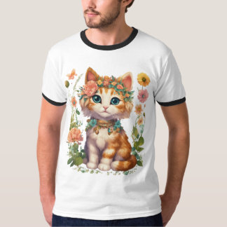 T-shirt Créations de chats : Clipart de fleurs Boho
