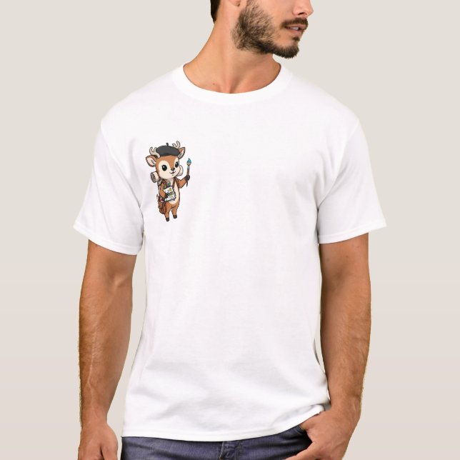 T-shirt Creative Artist Deer with Beret, Paintbrush (Devant)