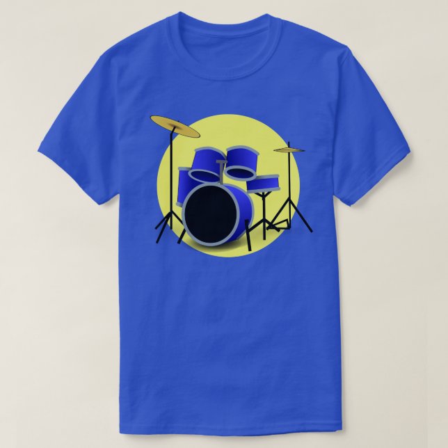 T-SHIRT CRÉATIVE BLUE DRUM SET ET CERCLE JAUNE (Design devant)