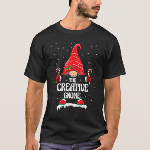 T-shirt Creative Gnome Buffalo Plaid Famille Correspondant