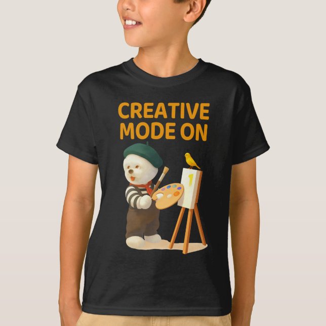 T-shirt Creative Mode On: Painter Bichon Dog Artist Art (Devant)