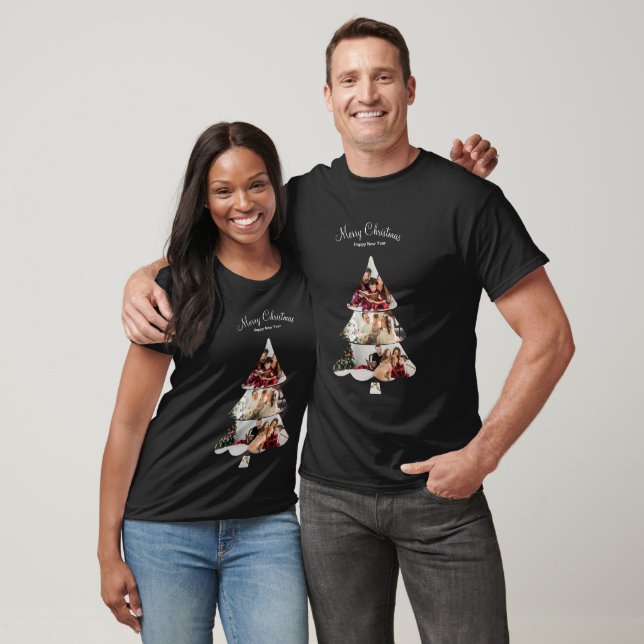 T-shirt Creative Modern Christmas Tree Photo Collage (Unisexe)