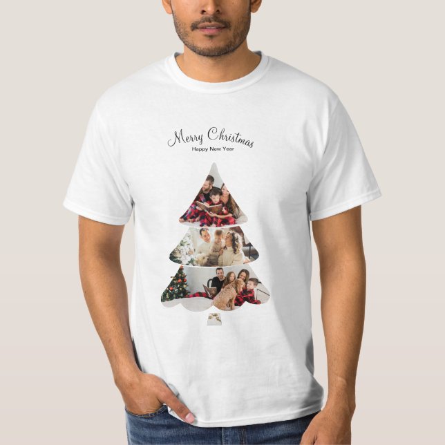 T-shirt Creative Modern Christmas Tree Photo Collage (Devant)