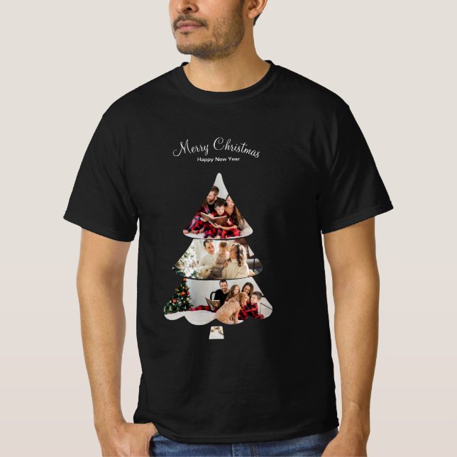 T-shirt Creative Modern Christmas Tree Photo Collage (Devant)