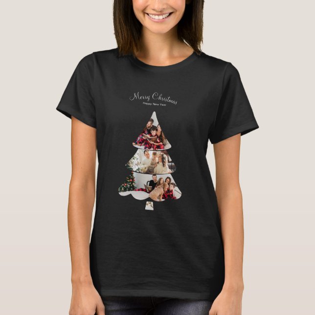 T-shirt Creative Modern Christmas Tree Photo Collage (Devant)