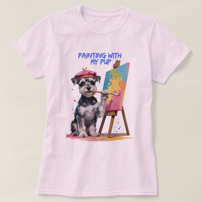 T-shirt Creative Pup - The Artistic Miniature Schnauzer (Design devant)
