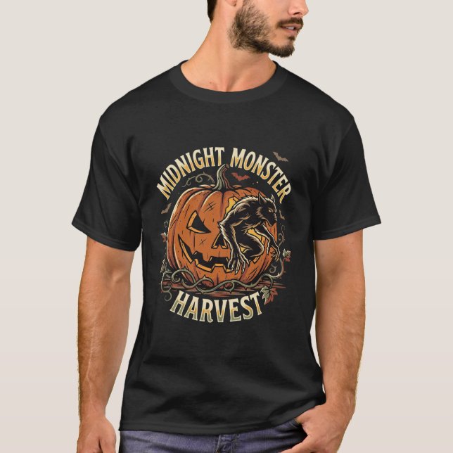 T-shirt Créature de citrouille de la nuit d'Halloween (Devant)