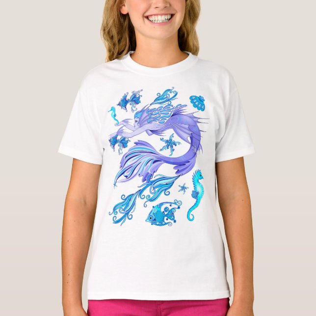 T-shirt Créature de la fée mauve de sirène (Devant)