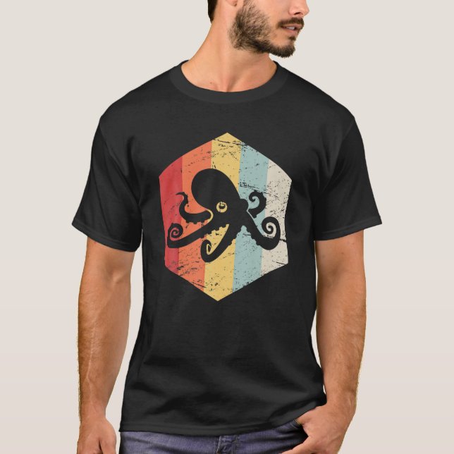 T-shirt Créature de la mer d'Octopus rétro (Devant)