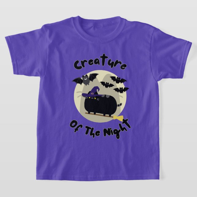 T-shirt Créature de la nuit Halloween sorcière Chat Artwor (Poser)