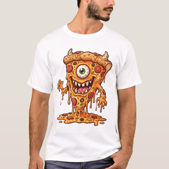 T-shirt Créature de pizza en fondant Illustration de masco (Devant)