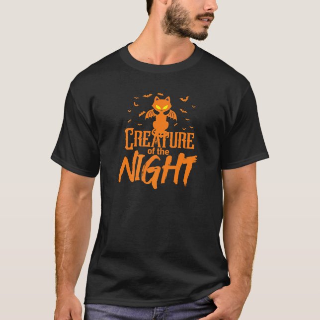 T-shirt Créature d'Halloween de la nuit chats chauves-sour (Devant)