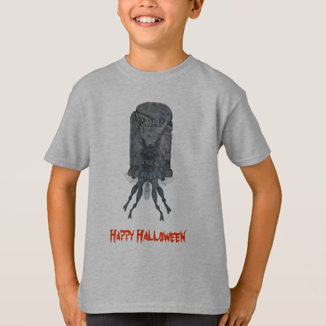 T-shirt Créature effrayante Halloween de pierre tombale (Devant)