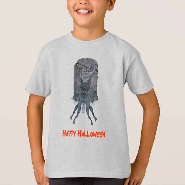 T-shirt Créature effrayante Halloween de pierre tombale (Devant)
