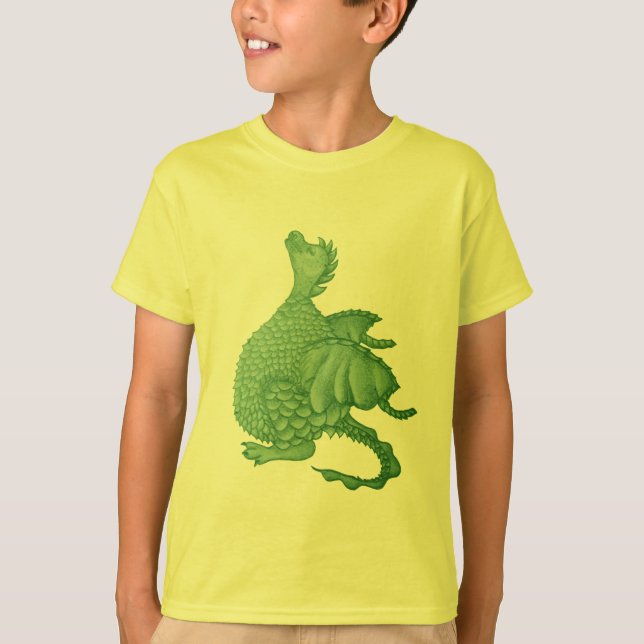 T-shirt créature imaginaire mythique dragon vert mignon (Devant)