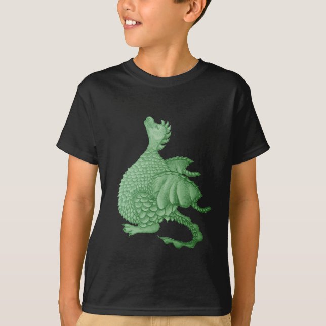T-shirt créature imaginaire mythique dragon vert mignon (Devant)
