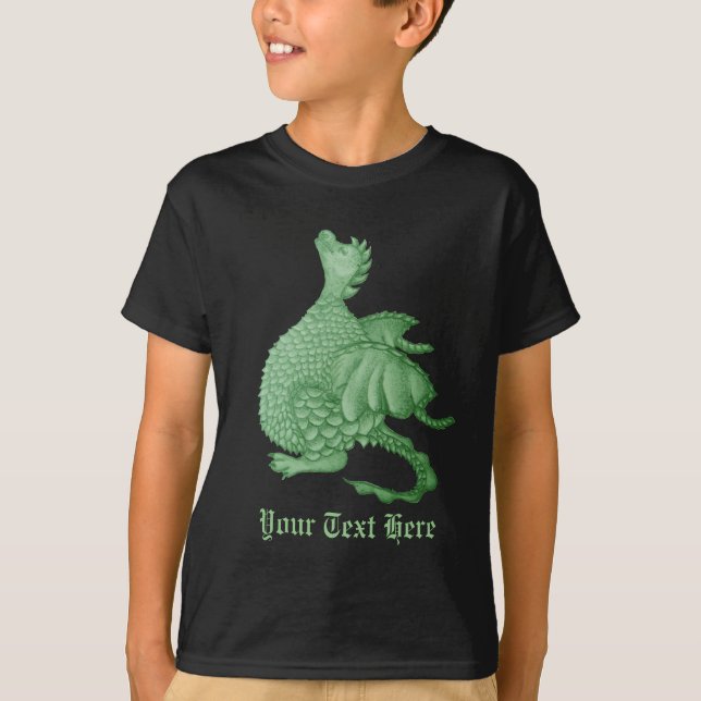 T-shirt créature imaginaire mythique dragon vert mignon (Devant)