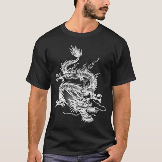T-shirt Créature mythique Dragon Blanc Chinois (Devant)