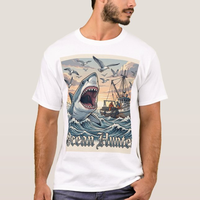 T-shirt Créature océanique grand requin blanc (Devant)