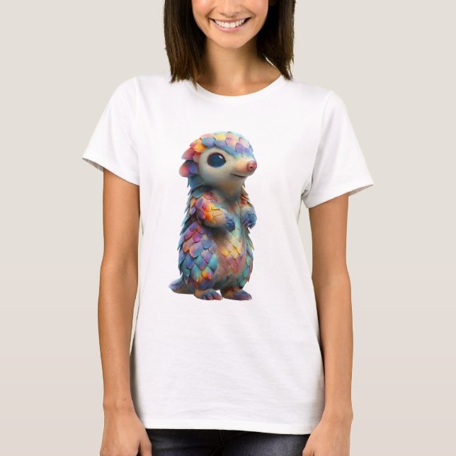 T-shirt Créature Pangolin Femme à l'Échelle Pastel Arc-en- (Devant)