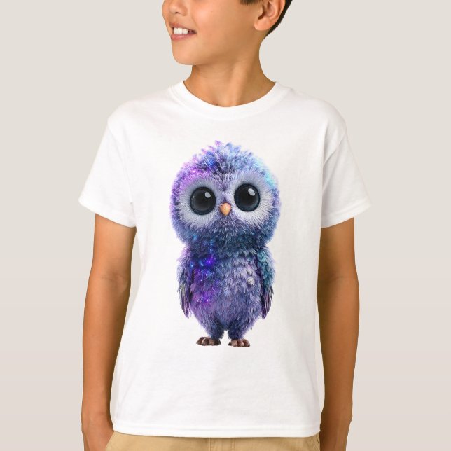 T-shirt Créature spatiale de hibou de galaxie pour enfants (Devant)