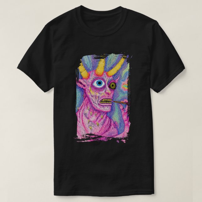 T-shirt Creature with horns and something in its mouth (Design devant)