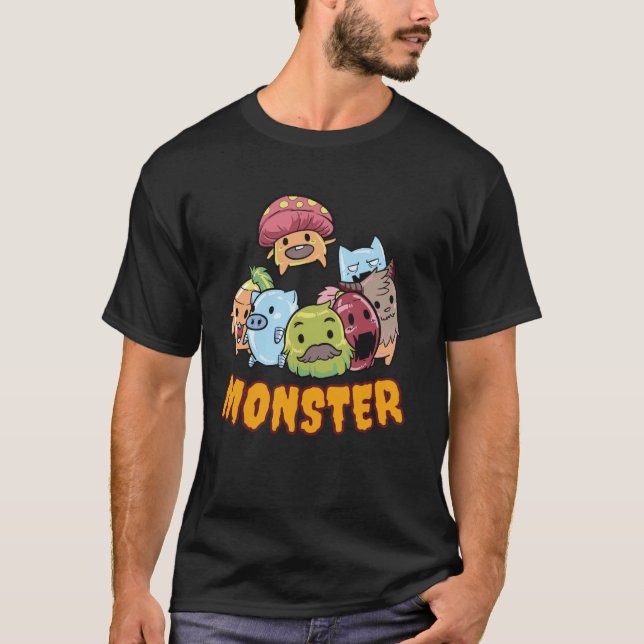 T-shirt Créatures de dessin animé drôles de monstre mignon (Devant)