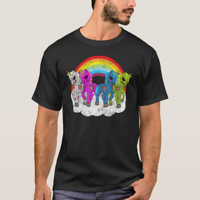 T-shirt Créatures de l'Apocalypse de Licorne Zombie Hallow (Devant)